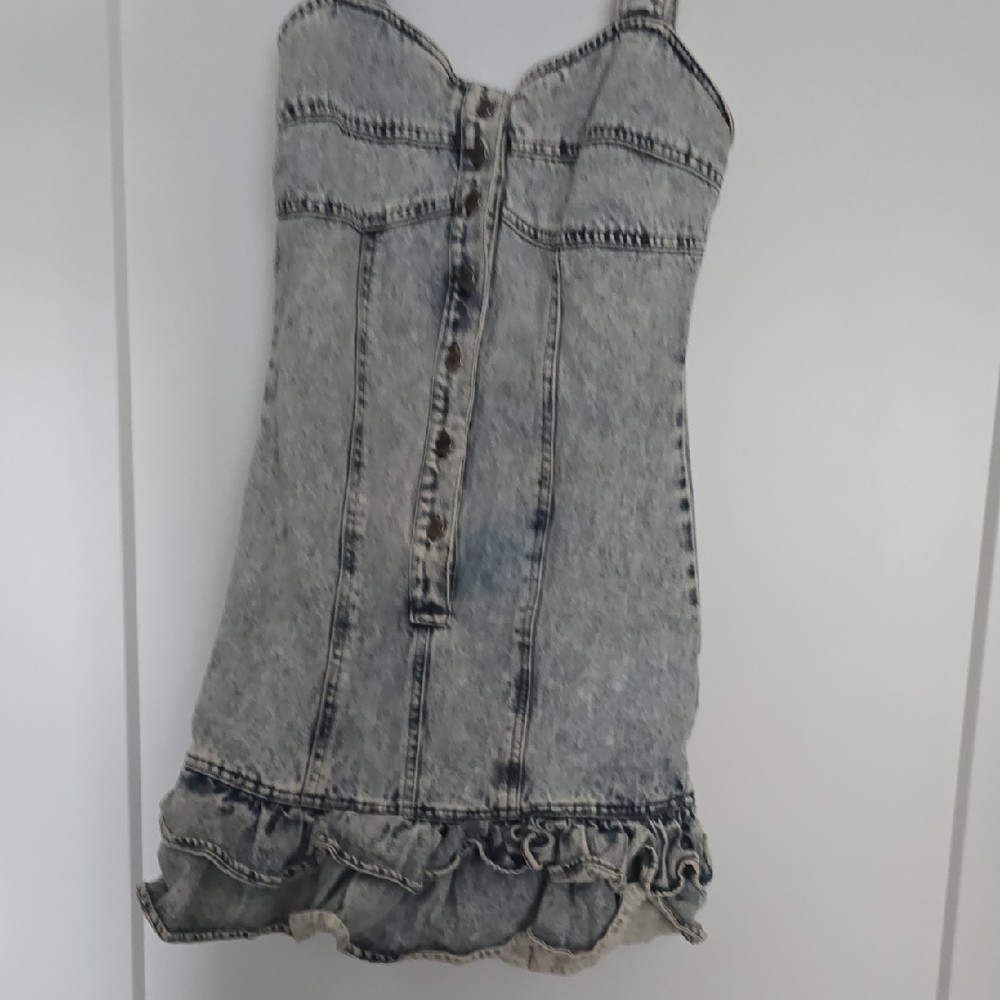 Denim Ruffle Hem Dress